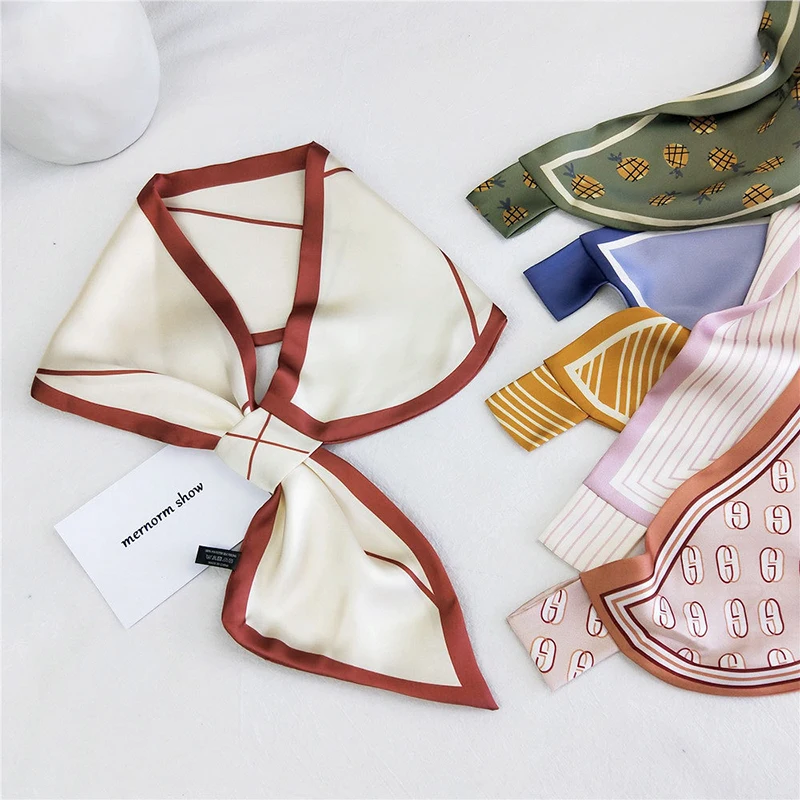 Silk Scarf Multi-pattern Ladies Headband Hijabs Foulard Scarves Striped Small Scarf Vintage Imitation Silk Collar Scarf 75*15cm 
Silk Scarf Multi-pattern Ladies Headband Hijabs Foulard Scarves Striped Small Scarf Vintage Imitation Silk Collar Scarf 75*15cm