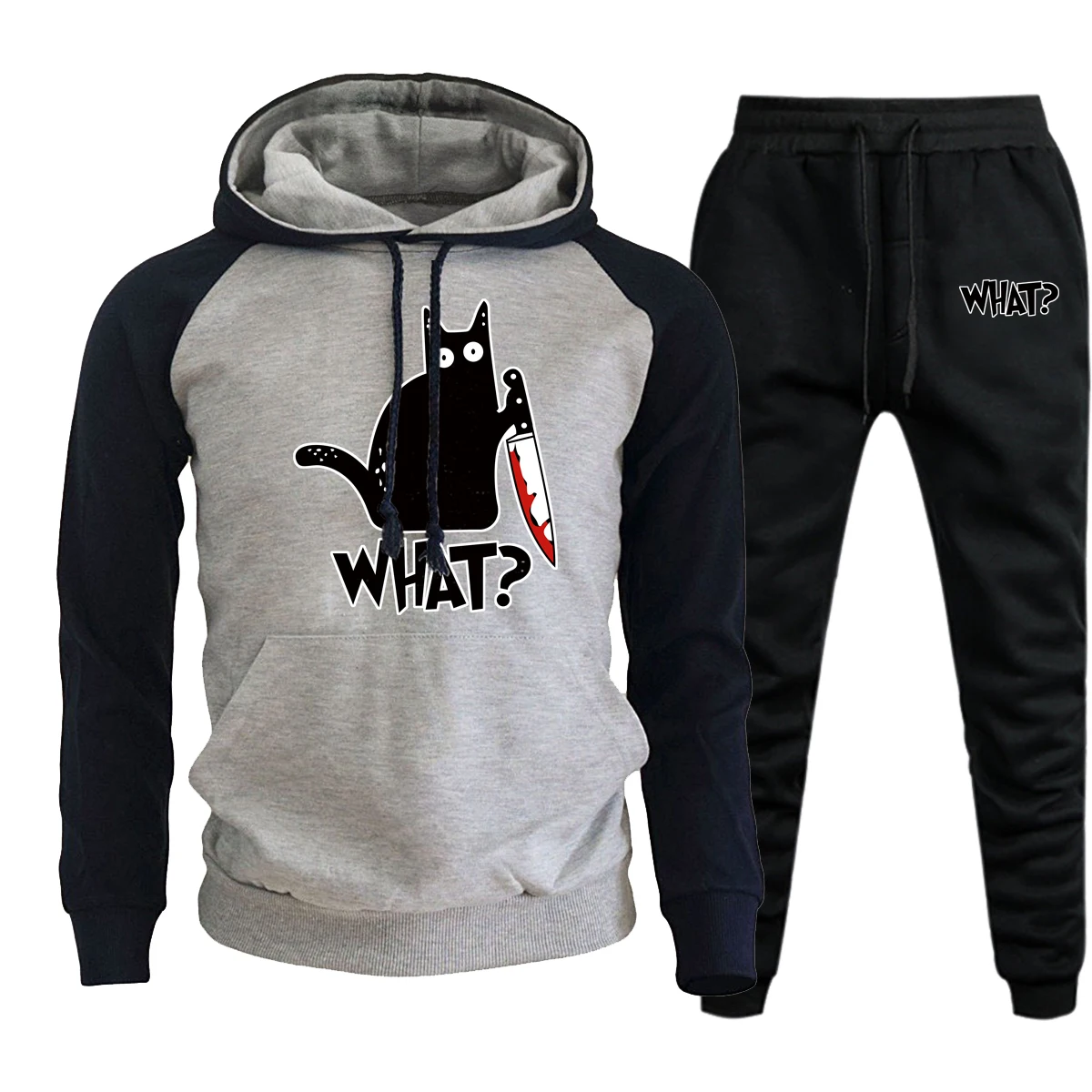 Cartoon Black Cat What Hoody Men Sport Casual Hoodies Hot Sale Loose Raglan Men Autumn Fleece Streetwear+Trousers 2 Piece Set
Cartoon Black Cat What Hoody Men Sport Casual Hoodies Hot Sale Loose Raglan Men Autumn Fleece Streetwear+Trousers 2 Piece Set