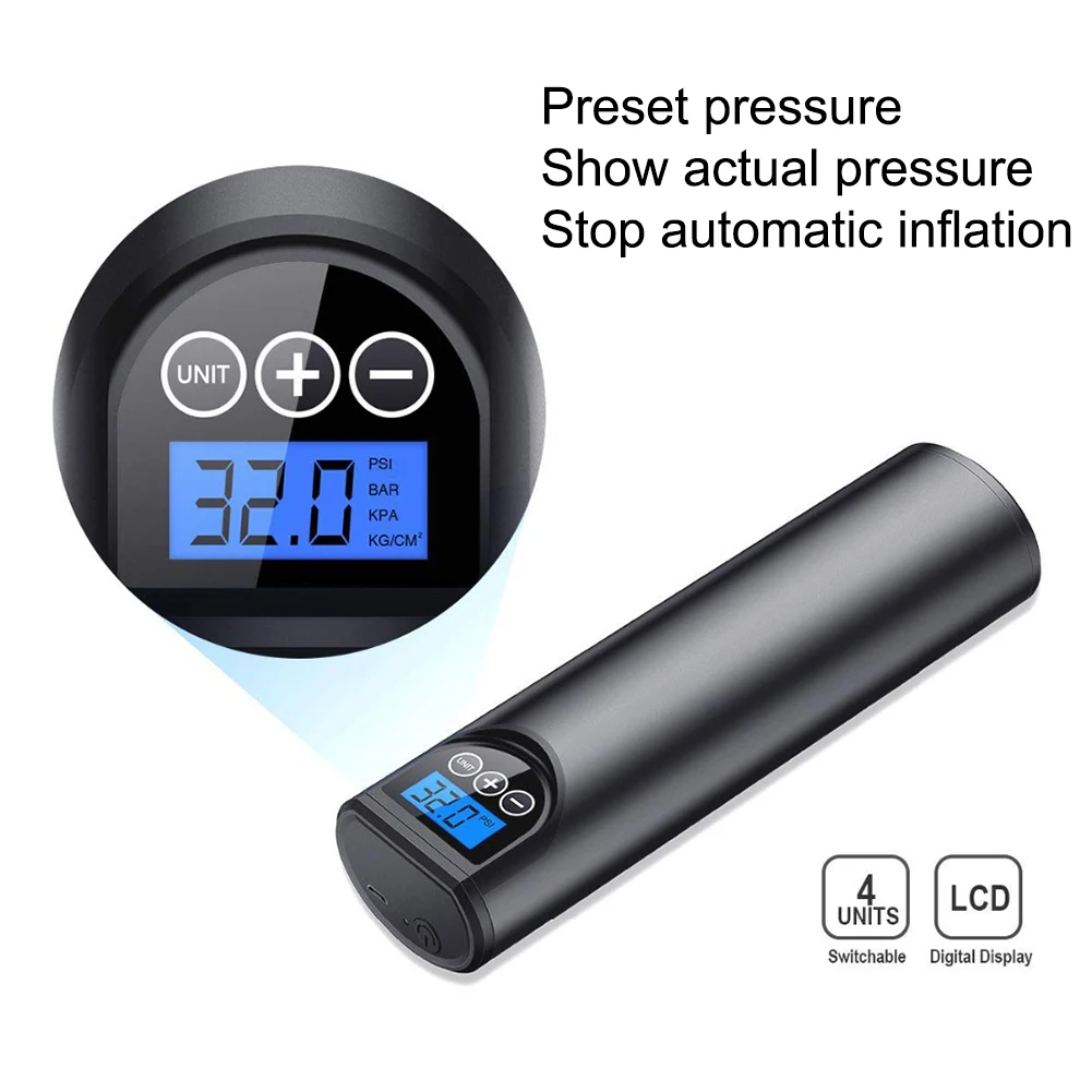 12V 150PSI Rechargeable Air Pump Tire Inflator Cordless Portable Compressor 3A Digital Car Tyre Pump for Car Bicycle Tires Balls
12V 150PSI Rechargeable Air Pump Tire Inflator Cordless Portable Compressor 3A Digital Car Tyre Pump for Car Bicycle Tires Balls