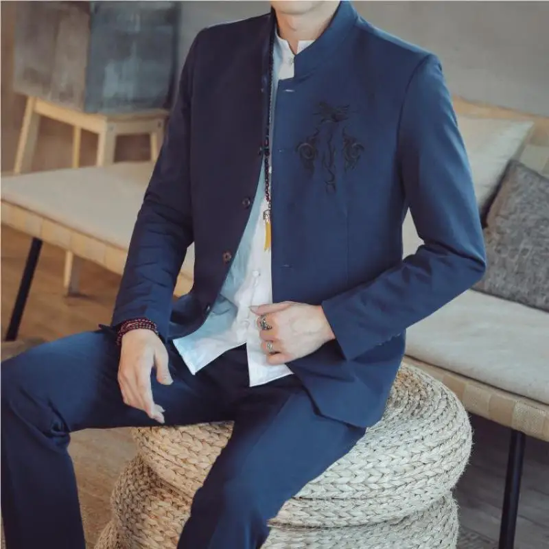 Men's Suit 2 Piece Set Slim fit Men Suit Jackets + Pants Traditional Chinese Wedding Banquet Male Tunic Blazer Coats +Pants 
Men's Suit 2 Piece Set Slim fit Men Suit Jackets + Pants Traditional Chinese Wedding Banquet Male Tunic Blazer Coats +Pants