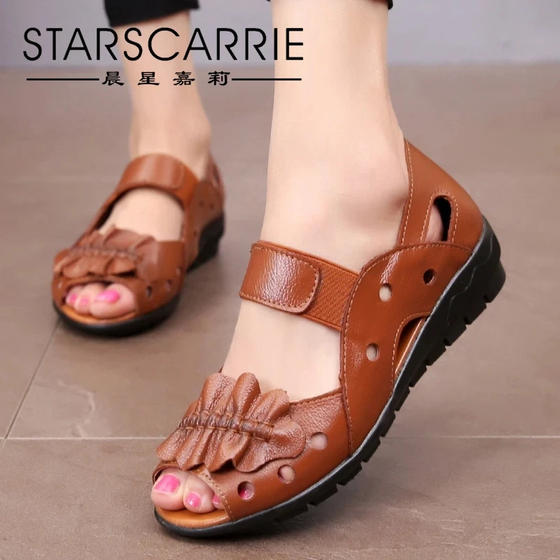 Mom sandals real leather fish mouth sandals 2021 summer flat heel flat bottom daily leisure middle aged and old women's shoes
Mom sandals real leather fish mouth sandals 2021 summer flat heel flat bottom daily leisure middle aged and old women's shoes