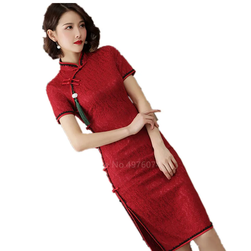 Chinese Traditional Clothing for Women Short Ethnic Summer Lace Slim Retro Cheongsam Dress Vintage Elegant Wedding Qipao Vestido
Chinese Traditional Clothing for Women Short Ethnic Summer Lace Slim Retro Cheongsam Dress Vintage Elegant Wedding Qipao Vestido
