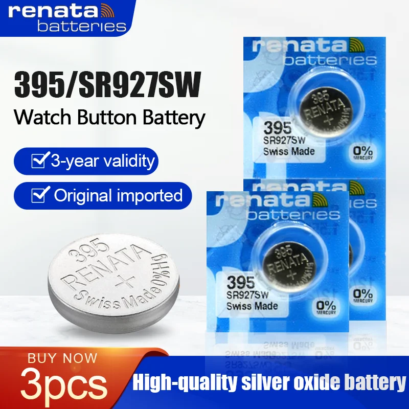 3 шт. новинка Renata 395 SR927SW AG7 LR927 LR57 399 SP395 LR927W 1 55 в оксид серебра батарея для часов