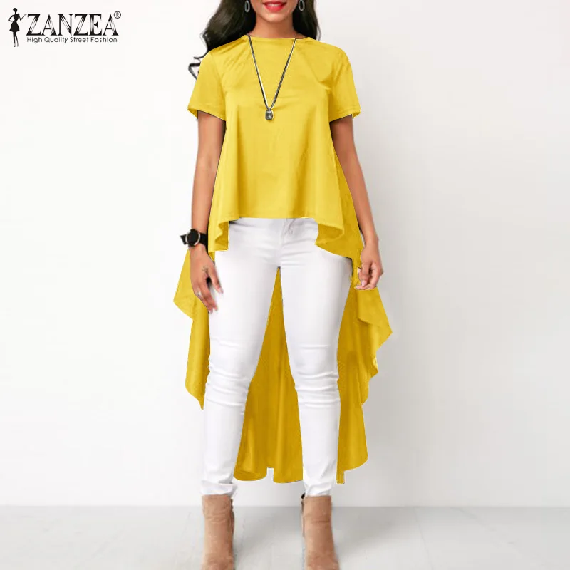 2022 Stylish Irregular Blouses Women ZANZEA Summer Cotton Linen Tops Casual Solid High Low O-neck Loose Blusa Femme
2022 Stylish Irregular Blouses Women ZANZEA Summer Cotton Linen Tops Casual Solid High Low O-neck Loose Blusa Femme