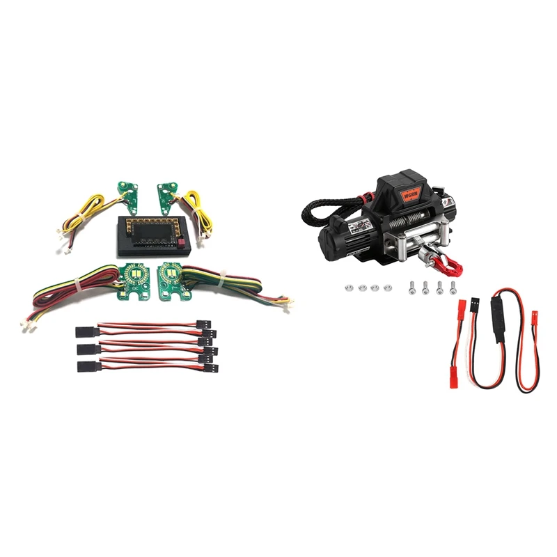 1 Set RC Car Front Rear LED Lights Lamp Group & 1 Set Steel Wire Automatic Simulated Winch With CH3 Control Line Panel
1 Set RC Car Front Rear LED Lights Lamp Group & 1 Set Steel Wire Automatic Simulated Winch With CH3 Control Line Panel