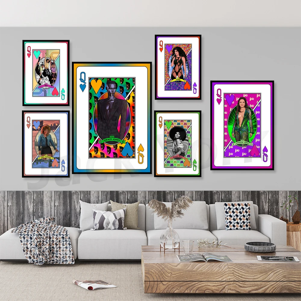 Star character queen king wall picture playing card art poster print couple couple canvas painting living room
Star character queen king wall picture playing card art poster print couple couple canvas painting living room