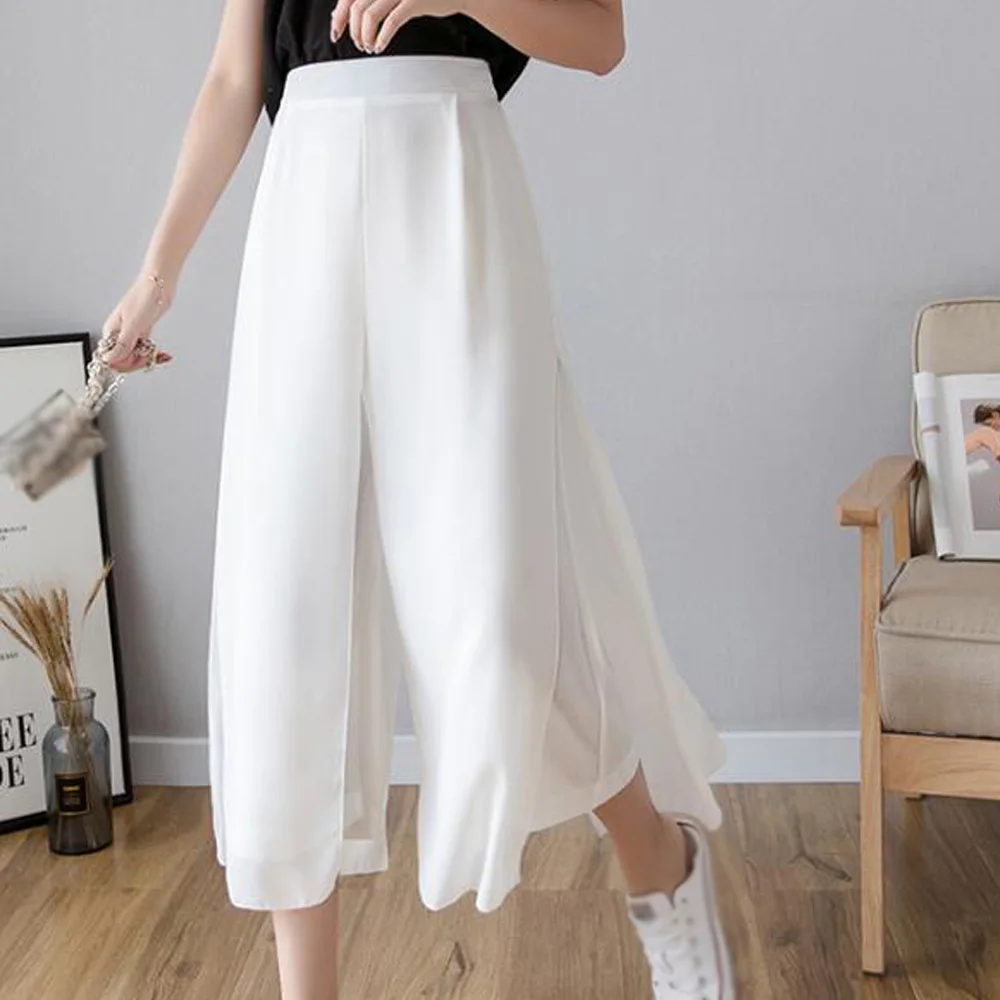 Women Pants Chiffon Wide Leg Cropped Pants 2021 Fashion Summer Baggy High Waist Split Loose Culotte Trousers Skirt Pants
Women Pants Chiffon Wide Leg Cropped Pants 2021 Fashion Summer Baggy High Waist Split Loose Culotte Trousers Skirt Pants