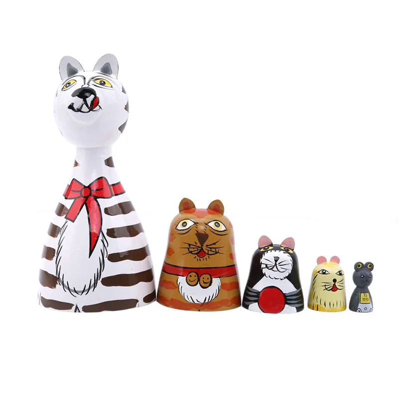 Hot Sale 5 Pcs/Set Cat House Russian Dolls Hand Painted Home Decor Birthday Gifts Baby Toy Nesting Dolls Wooden Matryoshka
Hot Sale 5 Pcs/Set Cat House Russian Dolls Hand Painted Home Decor Birthday Gifts Baby Toy Nesting Dolls Wooden Matryoshka