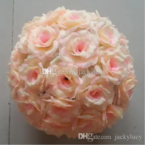 

30 CM 12" New Artificial Encryption Rose Silk Flower Kissing Balls Hanging Ball Christmas Ornaments Wedding Party Decorations 5p