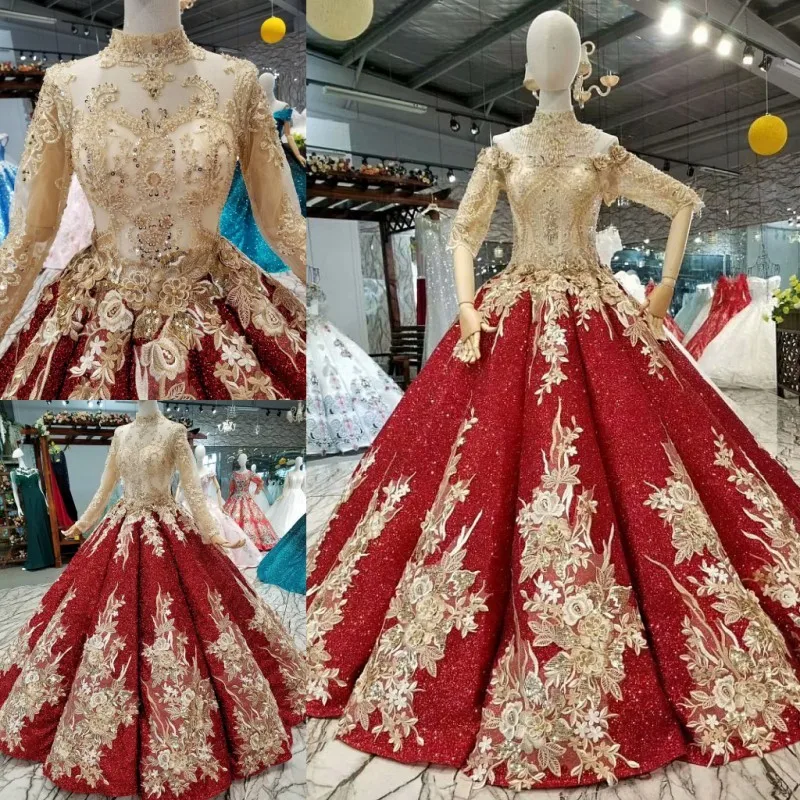 2020 Embroidery High Neck Lace Wedding Dresses Full Sleeves Ball Gown Floor Length With Beadings 3 D Flower Princess Dress
2020 Embroidery High Neck Lace Wedding Dresses Full Sleeves Ball Gown Floor Length With Beadings 3 D Flower Princess Dress