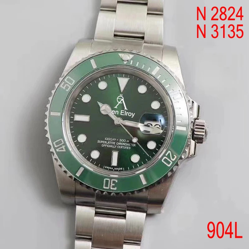 

Top 904L luxury Green Sub-Marine Mechanical Watch 1:1 Men Ceramic bezel sapphire Automatic Watch Diving NOOB ETA 3135 AAA+