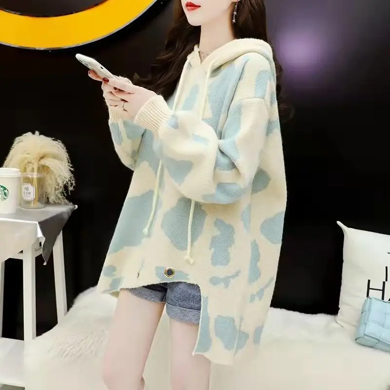 DAYIFUN High Quality Women's Oversize Sweater Print Irregular Hollow Out Hem Hoodies Knitted Korean Fashion Hooded Sweatshirt
DAYIFUN High Quality Women's Oversize Sweater Print Irregular Hollow Out Hem Hoodies Knitted Korean Fashion Hooded Sweatshirt
