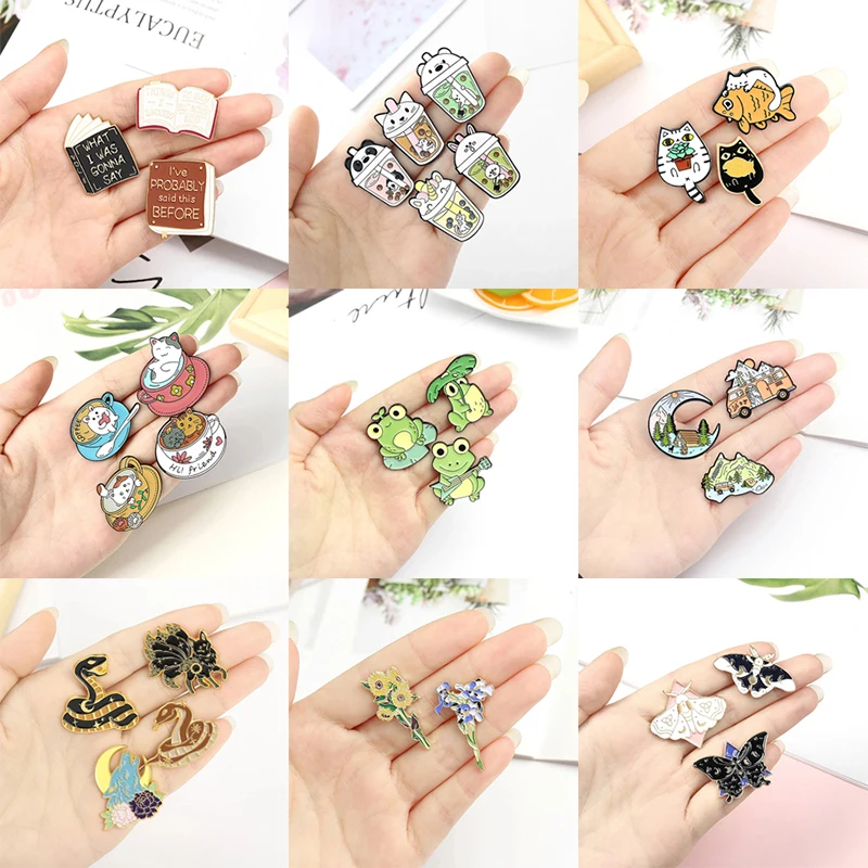 2-8pcs/set Nature Animal Enamel Pin Custom Cat Frog Butterfly Flower Brooch Lapel Pin Funny Book Badge Jewelry Amazing Price
2-8pcs/set Nature Animal Enamel Pin Custom Cat Frog Butterfly Flower Brooch Lapel Pin Funny Book Badge Jewelry Amazing Price