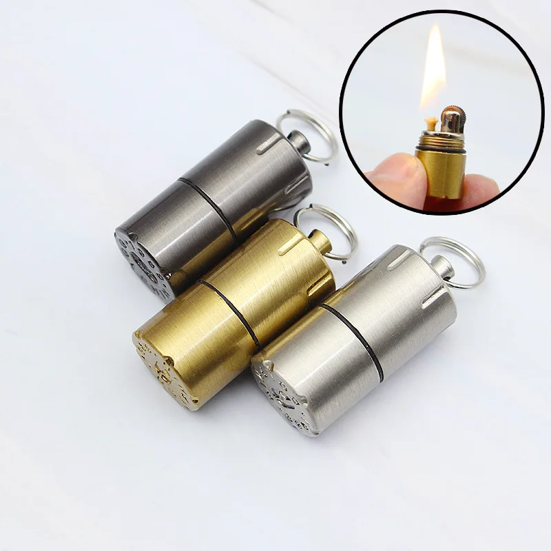 

Mini Open Fire Metal Smoking Lighters Cigarettes Lighters Grinding Wheel Flint Cylindrical Gadgets for Men Kerosene Lighter