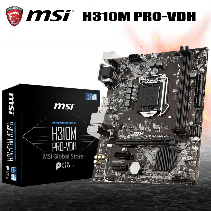 

LGA 1151 MSI H310M PRO-VDH Motherboard DDR4 32GB PCI-E 3.0 SATA3 USB3.1 Gen1 Type-A HIFI Desktop Intel H310 Mainboard Micro ATX