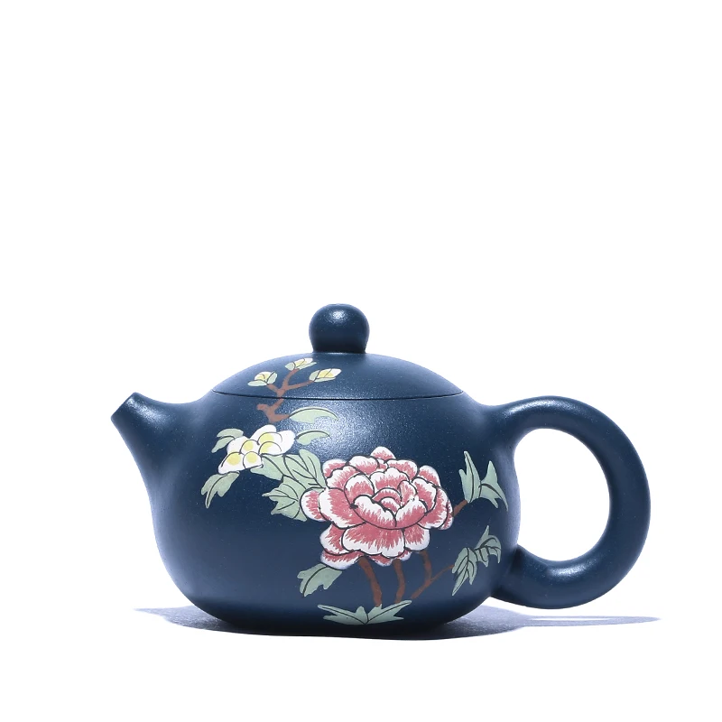 

120ML Yixing Purple Clay Teapot Raw Ore Azure Mud Xishi Pot Hand Painted Drinkkware Kung Fu Tea Set Zisha Pots for Birthday Gift