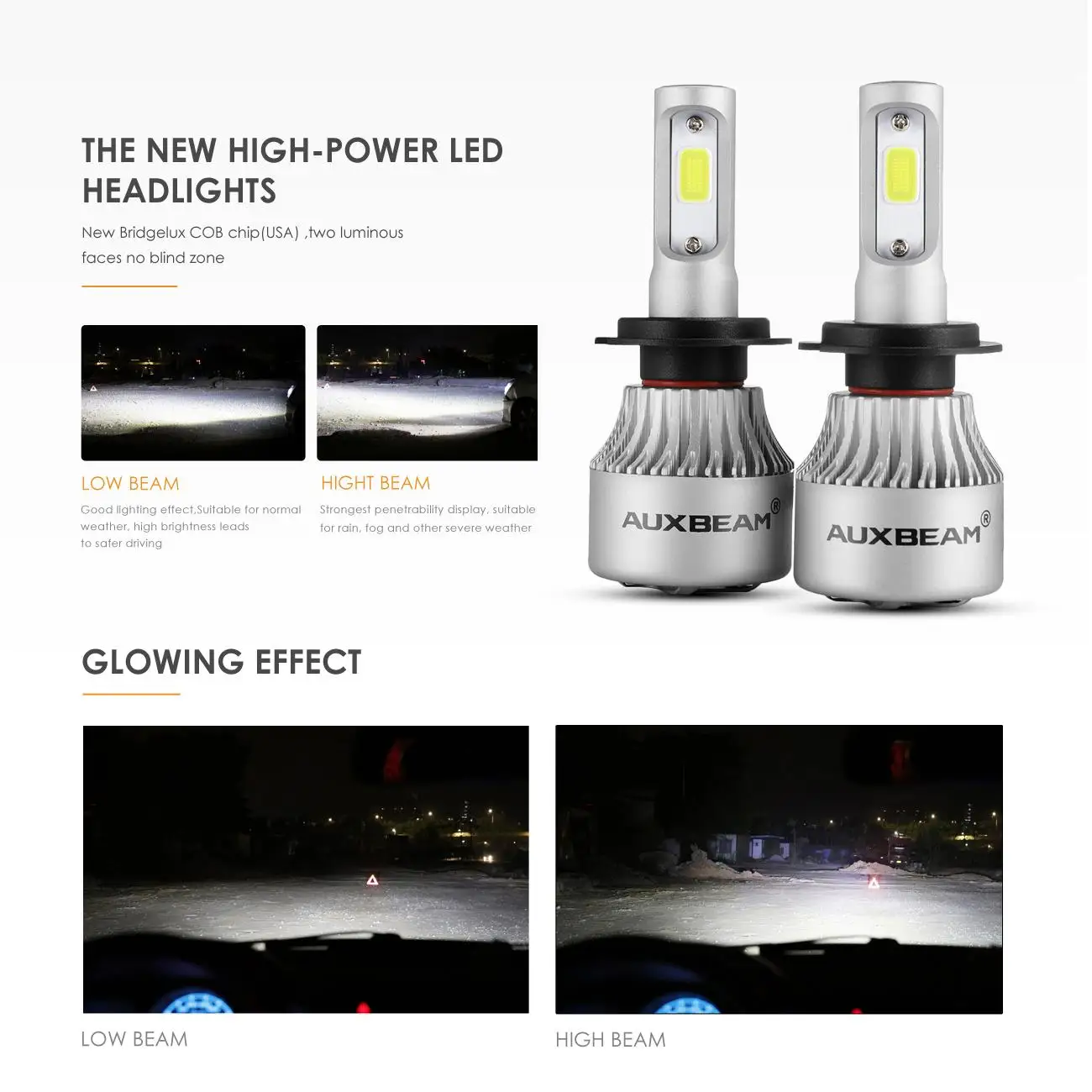 AUXBEAM 12/24V 72 Вт 8000lm 6500 к Автомобильный светодиодный головной светильник лампы авто