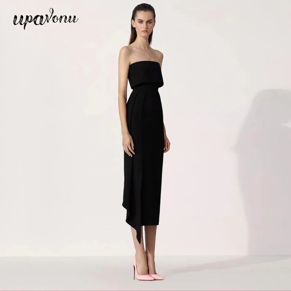 2020 New Hot Sale Women'S Black Bandage Dress Sexy Strapless Bodycon Midi Dress Celebrity Club Evening Party Dress Vestidos
2020 New Hot Sale Women'S Black Bandage Dress Sexy Strapless Bodycon Midi Dress Celebrity Club Evening Party Dress Vestidos