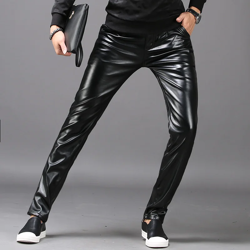 Men's Leather Pants Slim Style Waterproof Oil Working Trousers Thin Sexy Feet Bottom Fall Winter Streetwear Men Clothes 2020
Men's Leather Pants Slim Style Waterproof Oil Working Trousers Thin Sexy Feet Bottom Fall Winter Streetwear Men Clothes 2020