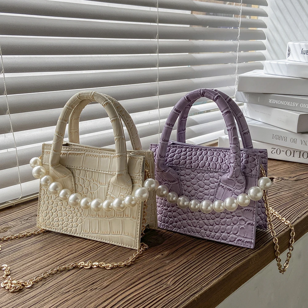 Women Alligator Pattern Shoulder Bag Casual Pearl PU Messenger Handbags Purse Summer Chain Handlebags for Female
Women Alligator Pattern Shoulder Bag Casual Pearl PU Messenger Handbags Purse Summer Chain Handlebags for Female