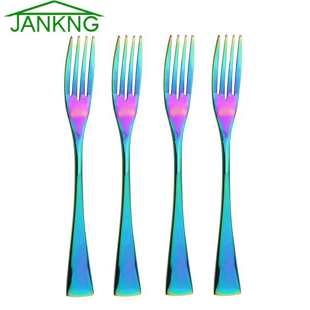 JANKNG 4 Pcs/Lot Dessert Fork Colorful Rainbow Flatware Set Stainless Steel Fork Cutlery Set for Dinner Salad Fruit Dinnerware
JANKNG 4 Pcs/Lot Dessert Fork Colorful Rainbow Flatware Set Stainless Steel Fork Cutlery Set for Dinner Salad Fruit Dinnerware