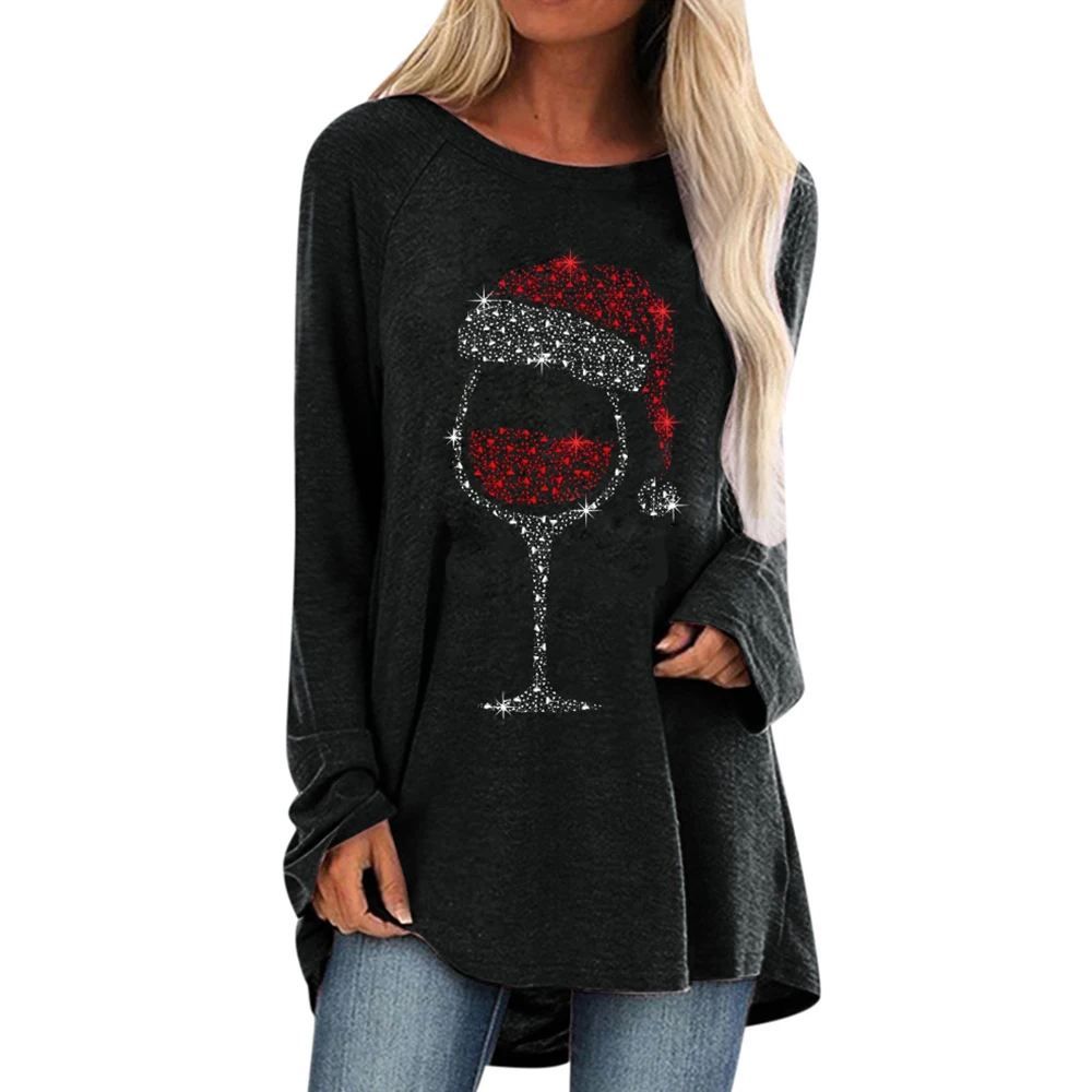Wine Glass Santa Hat Printed T Shirt Christmas Women Top Round Neck T-Shirt Sweatshirt Long Sleeve Casual Mid Length Tops
Wine Glass Santa Hat Printed T Shirt Christmas Women Top Round Neck T-Shirt Sweatshirt Long Sleeve Casual Mid Length Tops