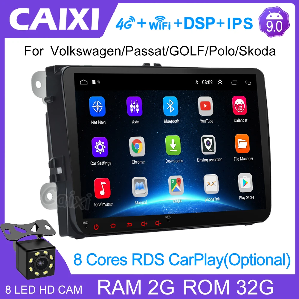 Автомобильный мультимедийный плеер CAIXI Android 9 0 ОЗУ 2 Гб DIN радио для Volkswagen Skoda Seat