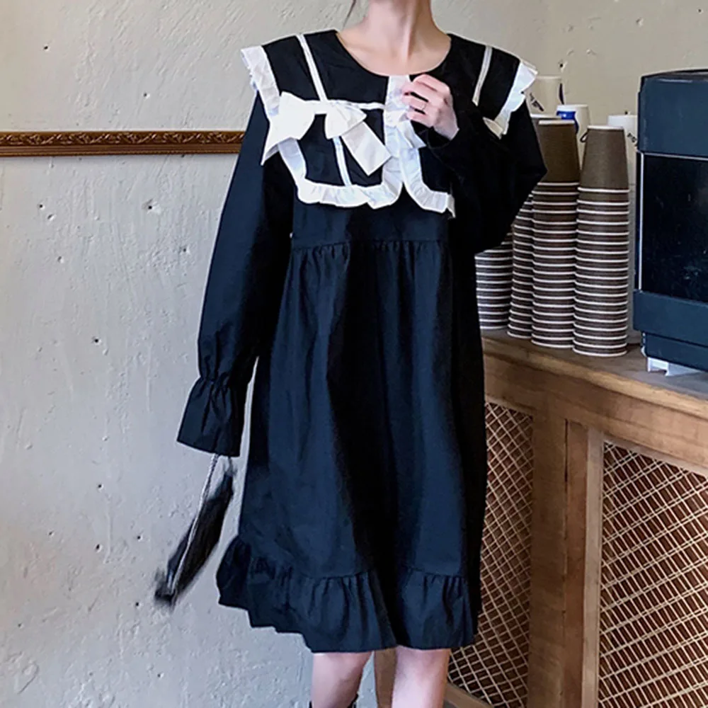 Japan Style Ladies Dress 2021 Spring Summer Loose Casual Korean Fashion Simple Cute Retro Bow Doll Collar Ruffle Long Sleeve
Japan Style Ladies Dress 2021 Spring Summer Loose Casual Korean Fashion Simple Cute Retro Bow Doll Collar Ruffle Long Sleeve