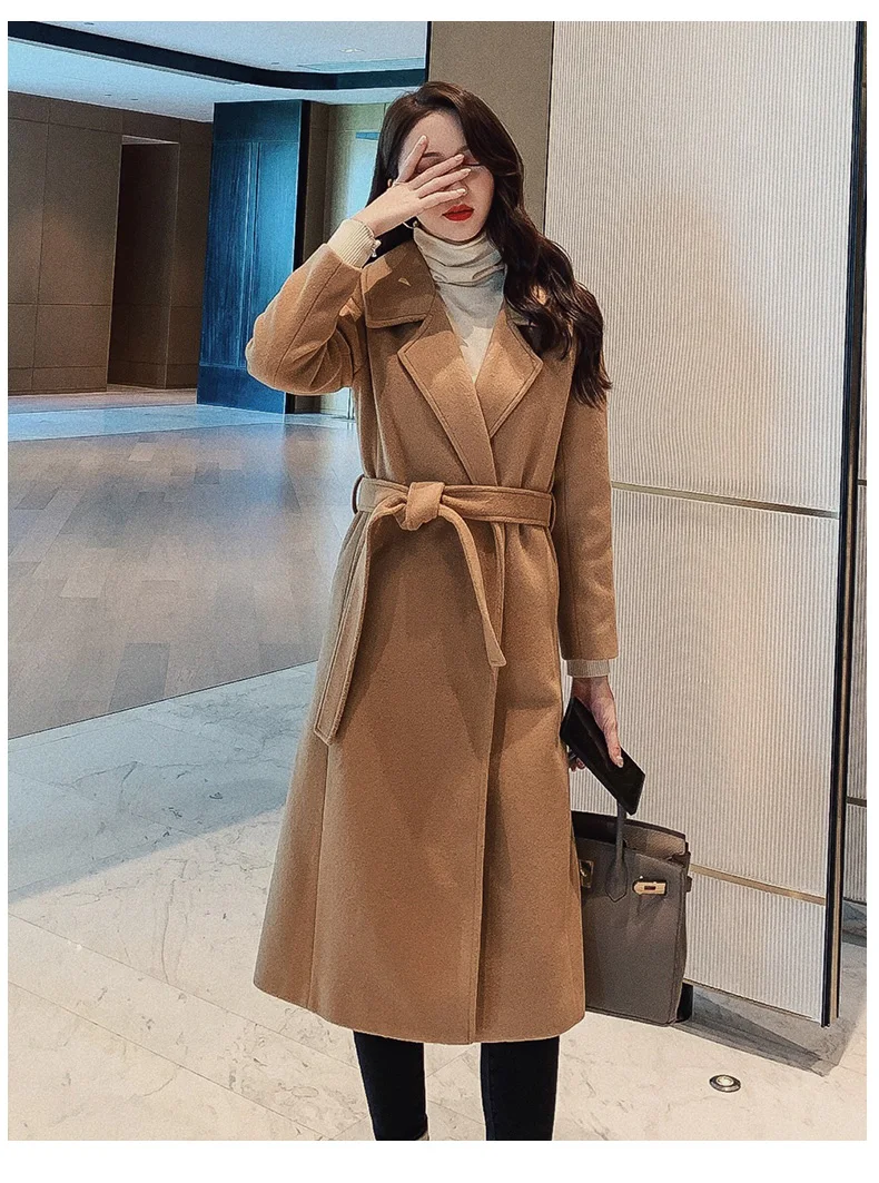 Women Elegant Winter Overcoat Bandage Woolen Long Coat Cardigan Loose Wool Blends Coat with Belt
Women Elegant Winter Overcoat Bandage Woolen Long Coat Cardigan Loose Wool Blends Coat with Belt