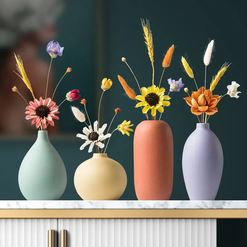 Nordic Ceramic Vase Decoration Home Dried Flower Arrangement Container Mini Flowers Bottle Plant Pot TV Cabinet Porch Ornaments 
Nordic Ceramic Vase Decoration Home Dried Flower Arrangement Container Mini Flowers Bottle Plant Pot TV Cabinet Porch Ornaments