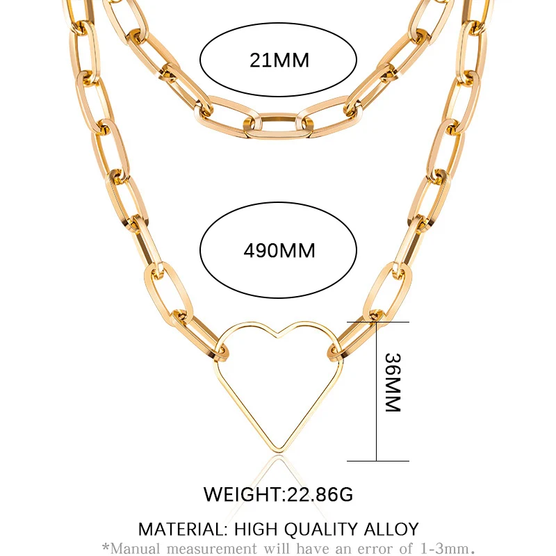 Layered Chain Necklace Neck Chains for Women Vintage Exaggerated Golden Goth Hoop Metal 2021 Female Jewelry 
Layered Chain Necklace Neck Chains for Women Vintage Exaggerated Golden Goth Hoop Metal 2021 Female Jewelry