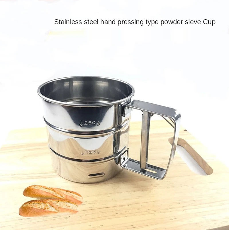 Hand pressure stainless steel small flour sieve cup flour sieve cake tools baking tools
Hand pressure stainless steel small flour sieve cup flour sieve cake tools baking tools