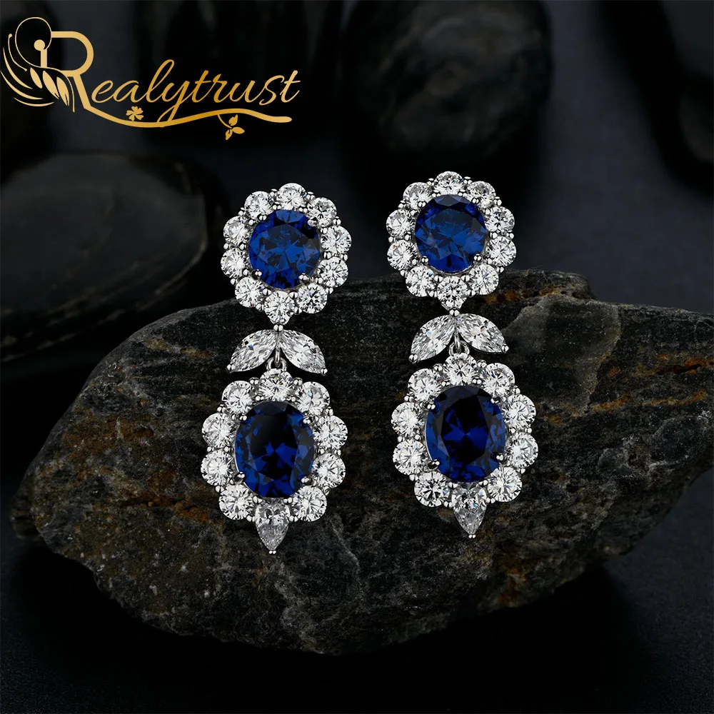 Realytrust Luxury Sapphire Dual Flower Drop Earrings for Women Wedding Jewelry 925 Sterling Silver Gemstone Dangle Earrings
Realytrust Luxury Sapphire Dual Flower Drop Earrings for Women Wedding Jewelry 925 Sterling Silver Gemstone Dangle Earrings
