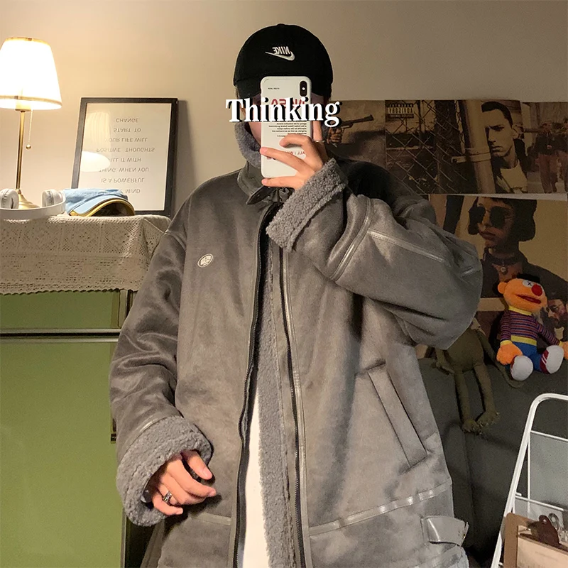 Куртка мужская из овечьей шерсти, на молнии, в стиле ретро 
Куртка мужская из овечьей шерсти, на молнии, в стиле ретро