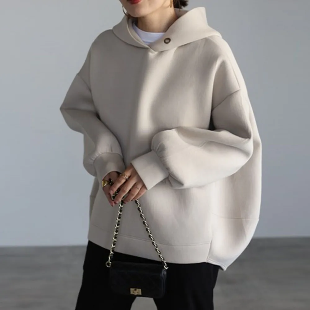 Autumn Simple Ladies Hooded Sweatshirts New Korean Loose Thick Long Sleeve Pullover Female Fashion Top Minimalism Hoodies Casual
Autumn Simple Ladies Hooded Sweatshirts New Korean Loose Thick Long Sleeve Pullover Female Fashion Top Minimalism Hoodies Casual