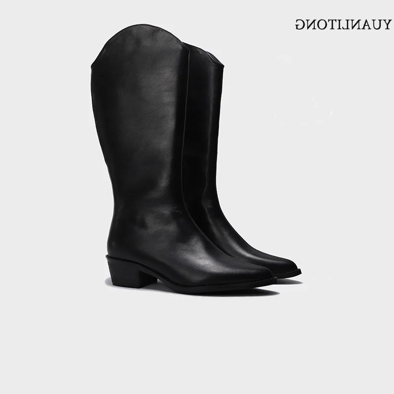 same high tube women's pointed toe the thick heel side zipper sewing boots women's shoes Western jeans in
same high tube women's pointed toe the thick heel side zipper sewing boots women's shoes Western jeans in