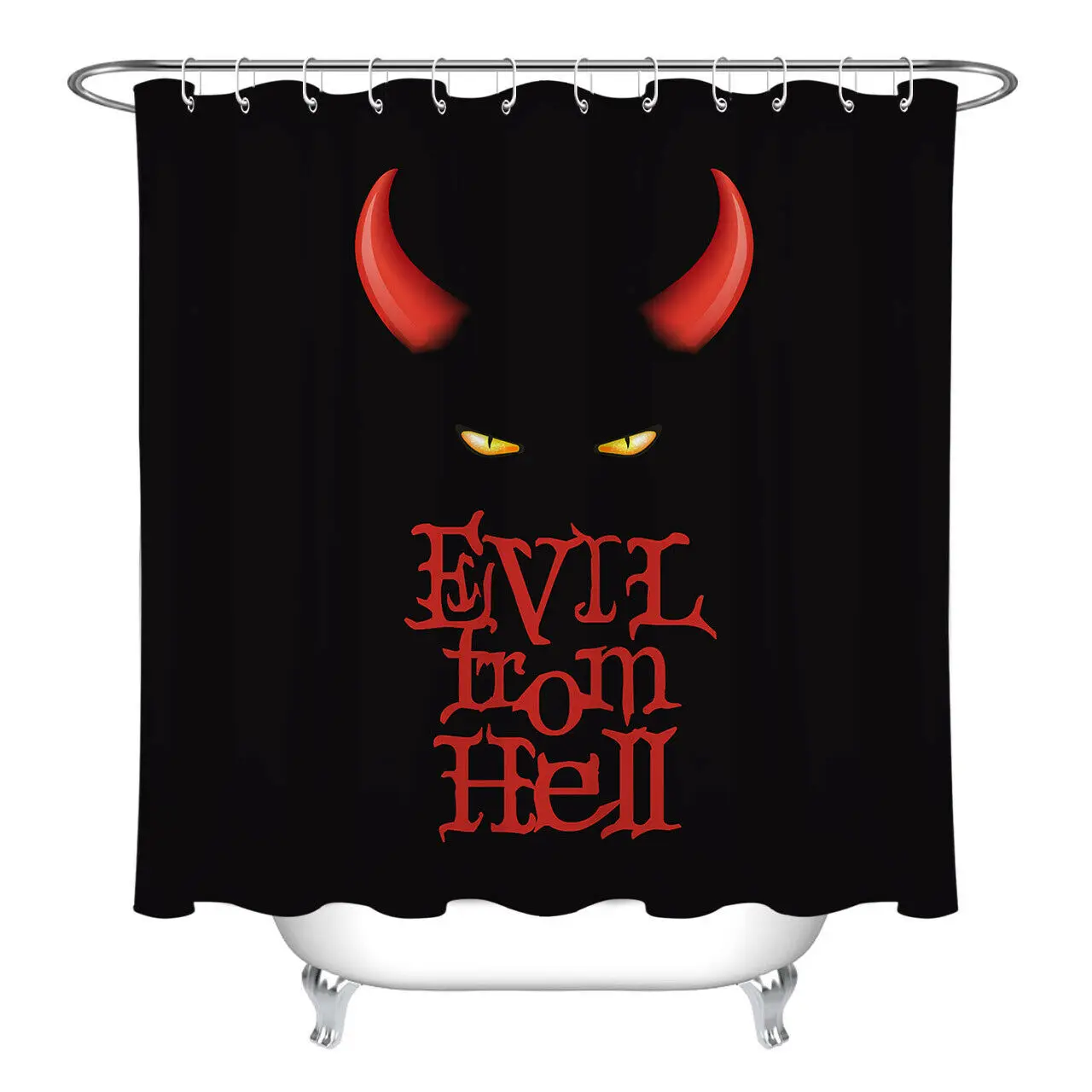 Хэллоуин Hell Demon Водонепроницаемая тканевая занавеска для душа набор крючков