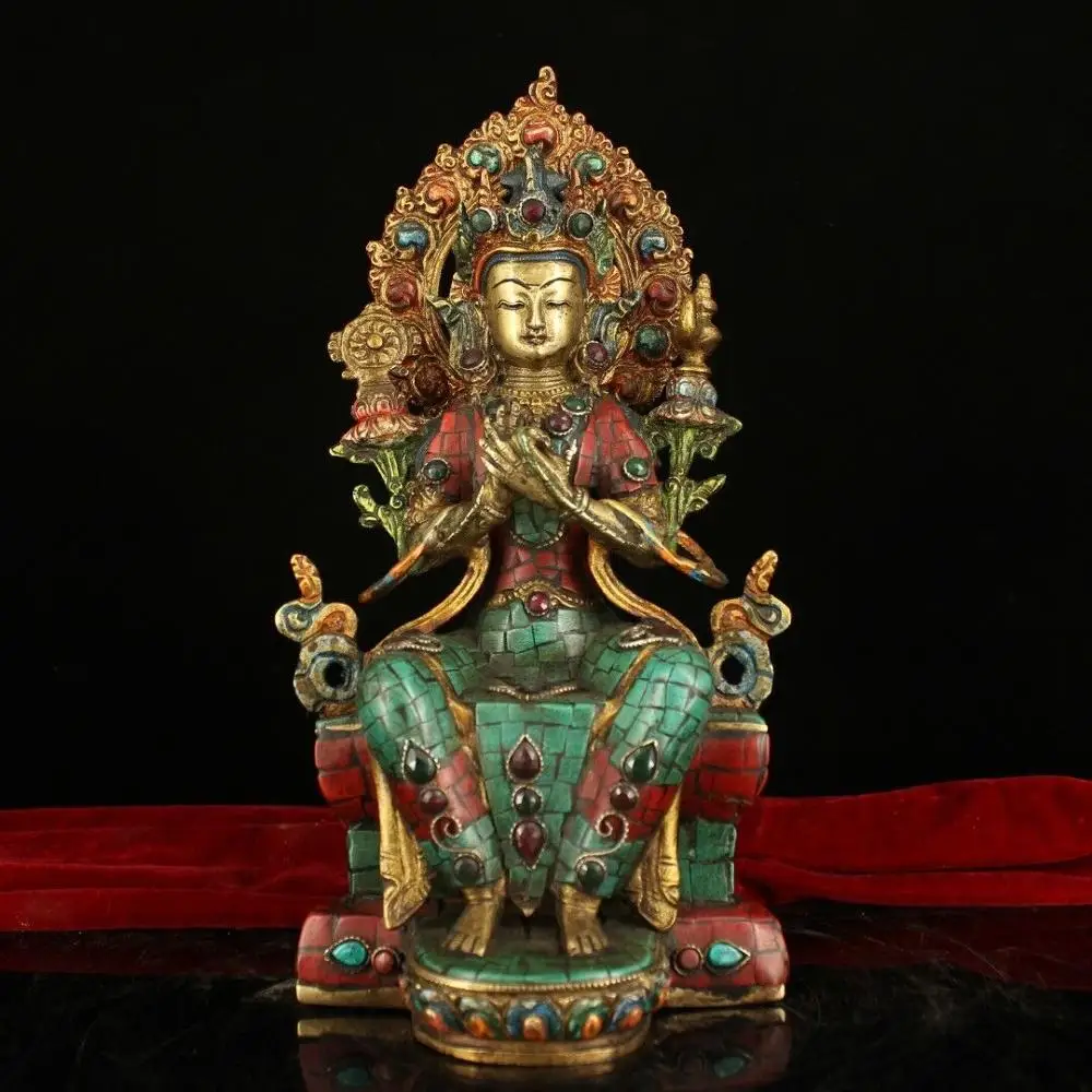wedding decoration 11" China Antique handmade pure copper Mosaic gem Turquoise gilt Buddha statue
wedding decoration 11" China Antique handmade pure copper Mosaic gem Turquoise gilt Buddha statue