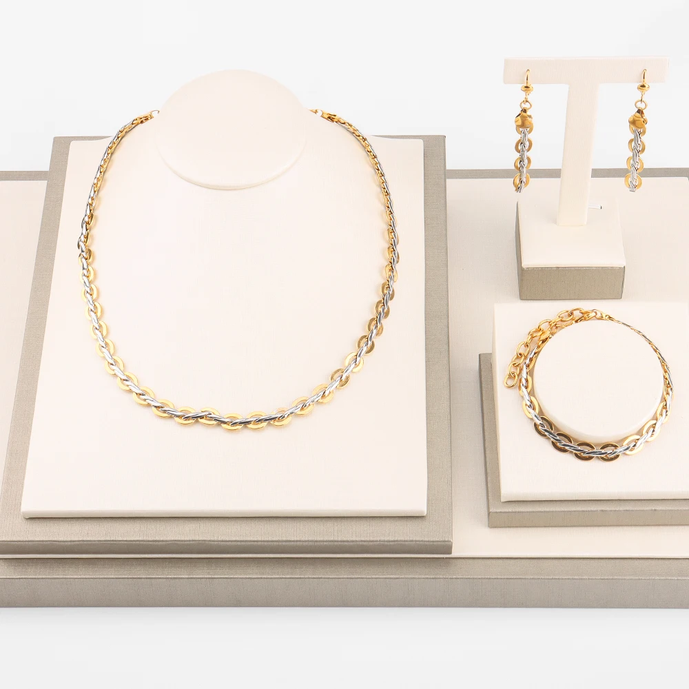 2022 Trend Charm Chain Necklace For Woman Bracelet Earring Set Gold Silver Color Choker Collar Jewelry Set
2022 Trend Charm Chain Necklace For Woman Bracelet Earring Set Gold Silver Color Choker Collar Jewelry Set