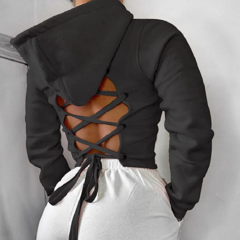 Cross bandage tie up sexy backless black hoodie women's sweatshirts harajuku solid hoodies pullover crop tops streetwear vintage
Cross bandage tie up sexy backless black hoodie women's sweatshirts harajuku solid hoodies pullover crop tops streetwear vintage