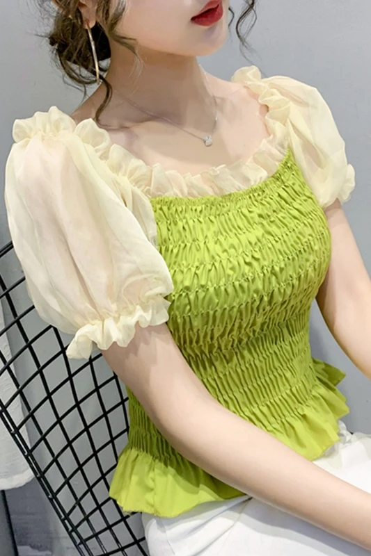 COIGARSAM Vintage blouse women Summer Puff Sleeve High Waist Square Collar blusas womens tops and blouses Black White 915
COIGARSAM Vintage blouse women Summer Puff Sleeve High Waist Square Collar blusas womens tops and blouses Black White 915