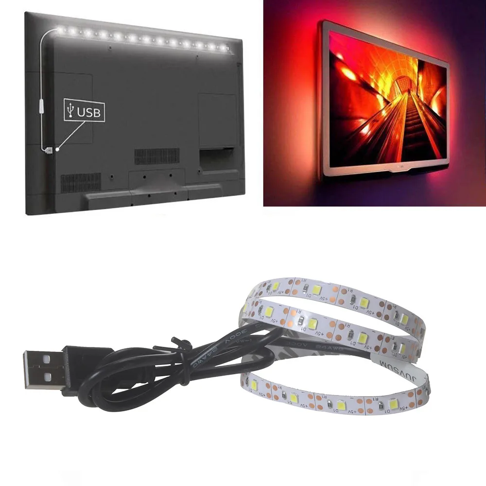 Светодиодные ленты светильник USB 2835SMD DC5V гибкие светодиодные лампы лента RGB 30SMD/50