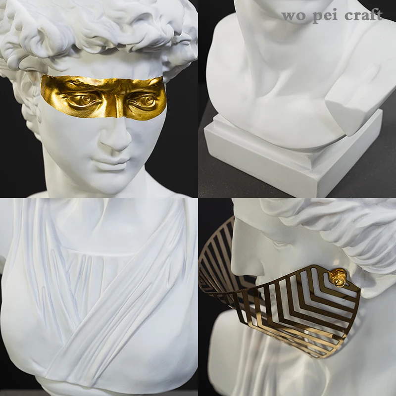 Golden Mask David Sculpture Imitation Plaster Crafts Desk Decor Resin Portrait Statue Ornaments White Figurines Home Decoration
Golden Mask David Sculpture Imitation Plaster Crafts Desk Decor Resin Portrait Statue Ornaments White Figurines Home Decoration