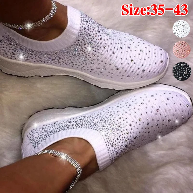 New Ladies Sneakers for Women Bling Crystal Fashion Shoes Casual Slip on Sock Trainers Woman Vulcanize Shoe Sport Mesh Flats
New Ladies Sneakers for Women Bling Crystal Fashion Shoes Casual Slip on Sock Trainers Woman Vulcanize Shoe Sport Mesh Flats
