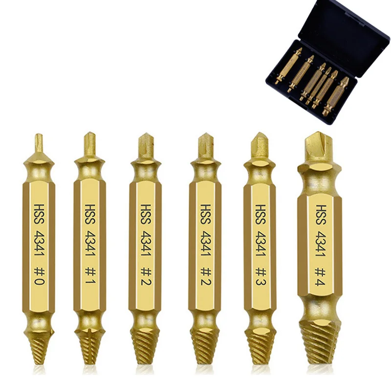 Double head screw extractor set high speed steel sliding tooth damaged screw reverse tooth extractor broken wire extractor 
Double head screw extractor set high speed steel sliding tooth damaged screw reverse tooth extractor broken wire extractor