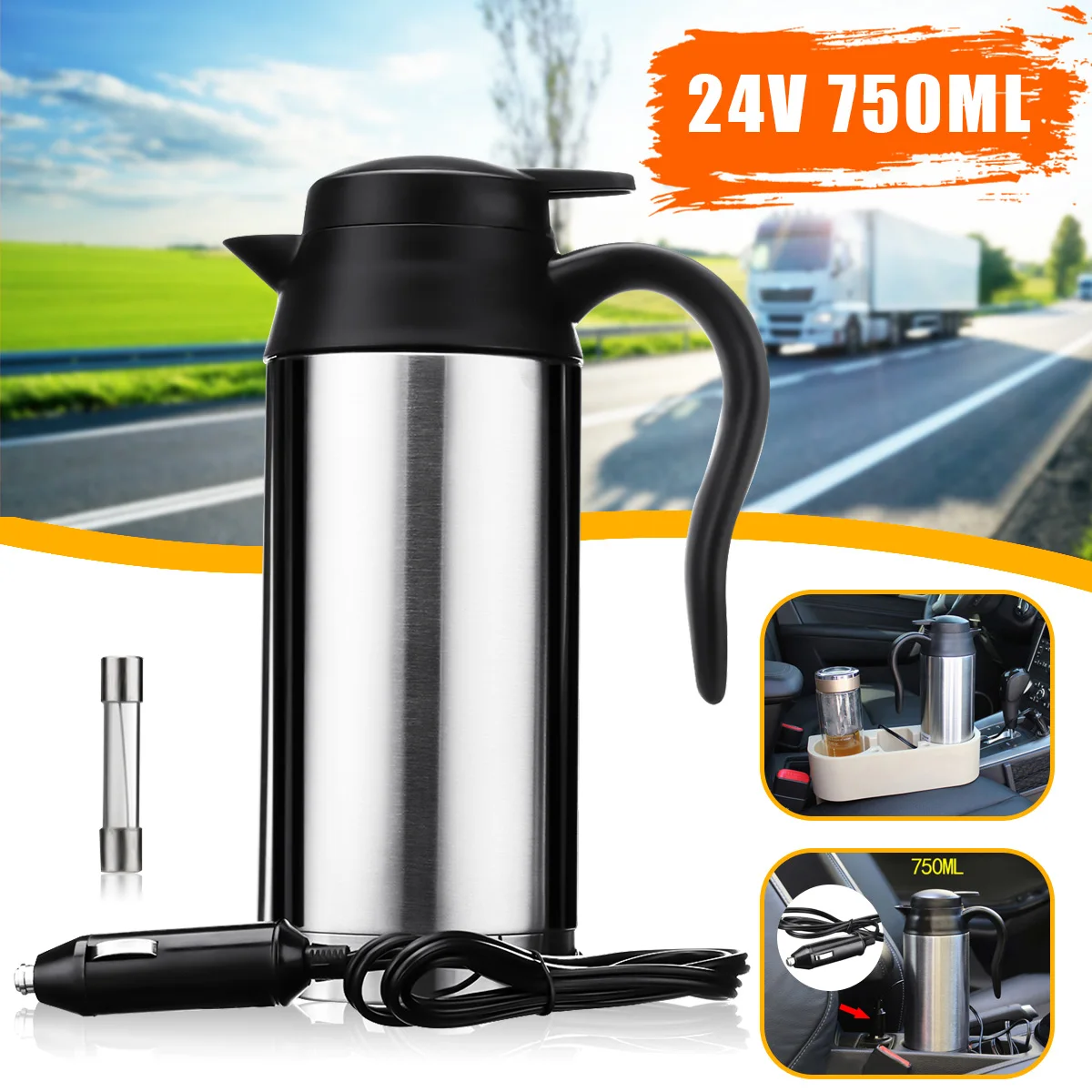 KROAK 750ml In-Car Electric Kettle Portable Boiling Kettle Vehicle Universal 24V Stainless Steel Travel Hot Water Coffee Tea
KROAK 750ml In-Car Electric Kettle Portable Boiling Kettle Vehicle Universal 24V Stainless Steel Travel Hot Water Coffee Tea