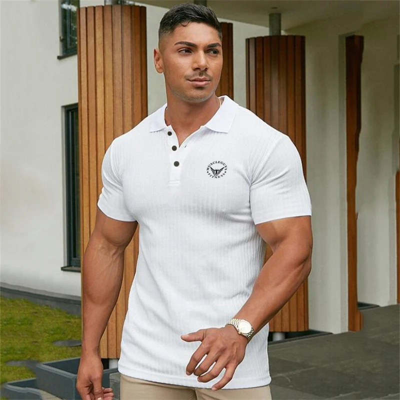 Running Knitted Polo Shirt Men Fitness Workout Short Sleeve T-shirt Male Bodybuilding Tee Shirt Sports Polos Summer Gym Clothing 
Running Knitted Polo Shirt Men Fitness Workout Short Sleeve T-shirt Male Bodybuilding Tee Shirt Sports Polos Summer Gym Clothing