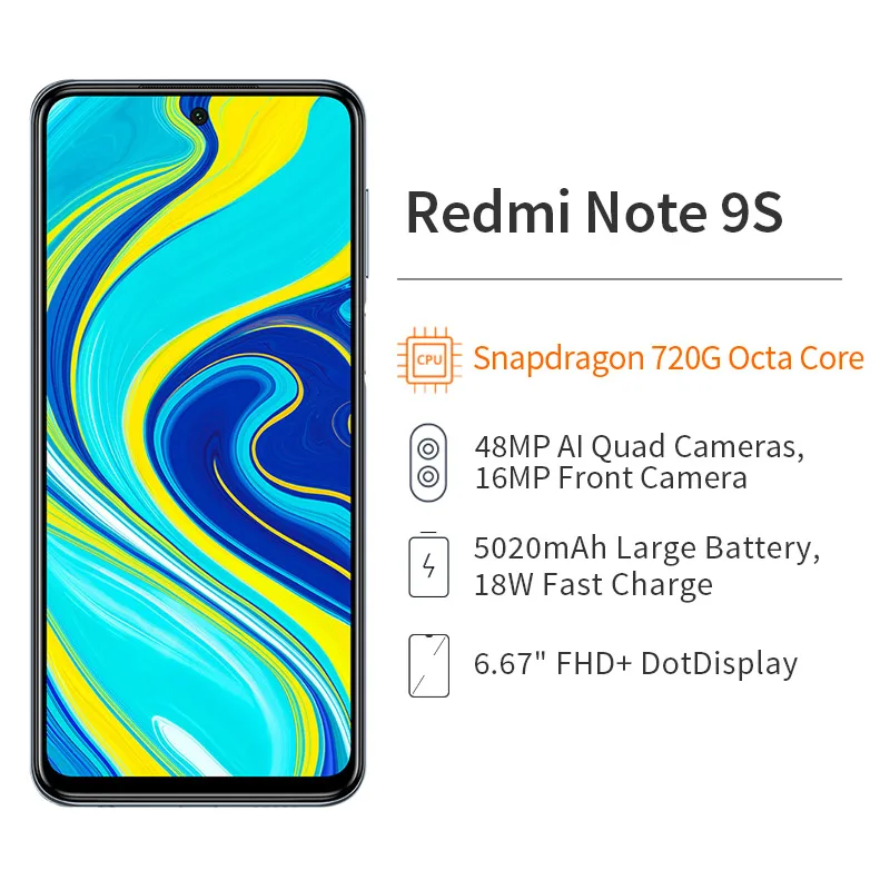 Глобальная версия смартфона Xiaomi Redmi Note 9S 4 Гб 64 Гб/6 ГБ 128 Восьмиядерный Snapdragon 720G 5020