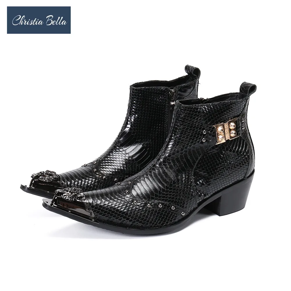 Christia Bella Italian Men Party Ankle Boots Mid Heel Increase Height Motorcycle Boots Zipper Rivets Short Boots Winter Shoes
Christia Bella Italian Men Party Ankle Boots Mid Heel Increase Height Motorcycle Boots Zipper Rivets Short Boots Winter Shoes