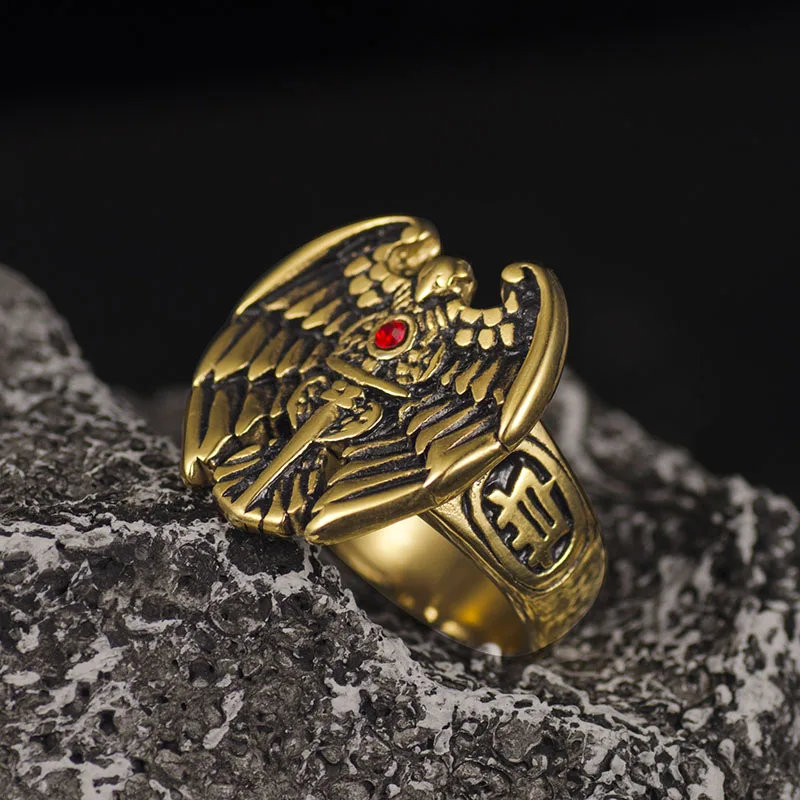 Valily Men's Punk Gold Color Guard Angel Holder Sword Ring Stainless Steel Eagle Wings Detail Engraved Jewelry
Valily Men's Punk Gold Color Guard Angel Holder Sword Ring Stainless Steel Eagle Wings Detail Engraved Jewelry
